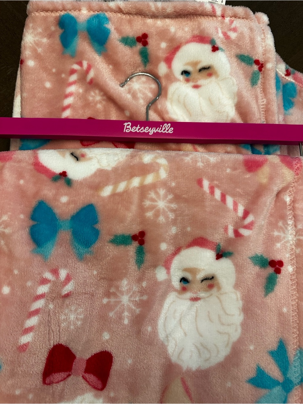 Betsey Johnson Pink Santa & Candy Blanket